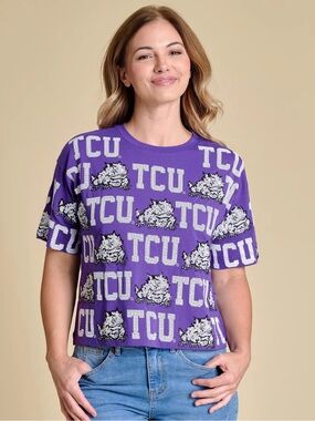 Stewart Simmons TCU Horned Frogs The Repeat Sparkly Tee Shirt XL NWT $147
